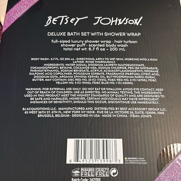 Betsey Johnson Shower Wrap, hair turban & Bath Set - Picture 2 of 8
